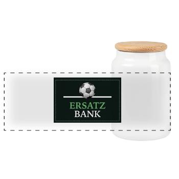 Ersatz Bank Logo Motiv - Panorama Keksdose mit Holzdeckel - Weiß - Vorne