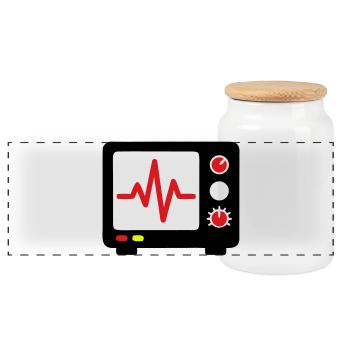 Médicament pour le suivi du rythme cardiaque ECG - Boîte à biscuits avec couvercle en bois - blanc - Devant