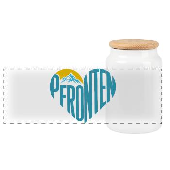 Silhouette de la montagne Pfronten Typographie du cœur - Boîte à biscuits avec couvercle en bois - blanc - Devant