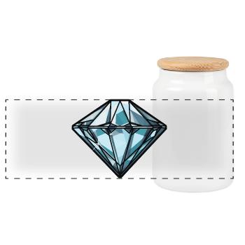 Diamant Symbol - Panorama Keksdose mit Holzdeckel - Weiß - Vorne