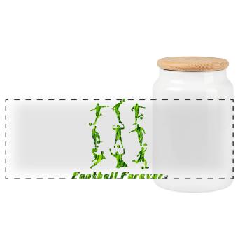 Silhouettes of the footballer Football forever - Panoramic Cookie Jar with Wooden Lid - white - Front