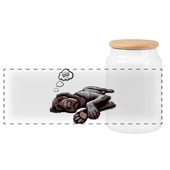 Propriétaire allemand à poils durs allemand - Boîte à biscuits avec couvercle en bois - blanc - Devant