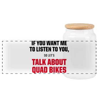 Talk About Quad Bikes Funny ATV Rider Quote - Panorama Keksdose mit Holzdeckel - Weiß - Vorne