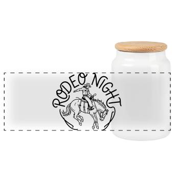 Rodeo - Panoramic Cookie Jar with Wooden Lid - white - Front