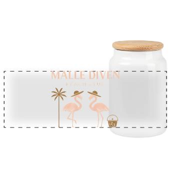 Malle Diven Beach Club Flamingo Mallorca Party - Boîte à biscuits avec couvercle en bois - blanc - Devant
