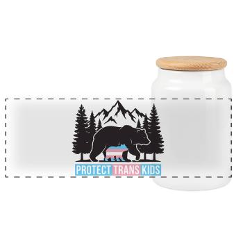 Mois de la fierté LGBT - Protéger les enfants trans - Boîte à biscuits avec couvercle en bois - blanc - Devant