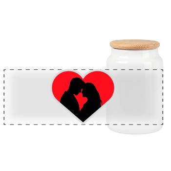 Paar Silhouette Liebe Romantik Valentinstag Freund - Panorama Keksdose mit Holzdeckel - Weiß - Vorne