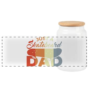 Skateboard Papa - Panorama Keksdose mit Holzdeckel - Weiß - Vorne