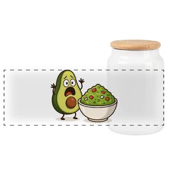 Avocado Guacamole Shock - Panorama Keksdose mit Holzdeckel - Weiß - Vorne