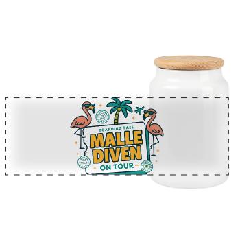 Malle Divas en tournée Fête féminine Flamingo à Majorque - Boîte à biscuits avec couvercle en bois - blanc - Devant