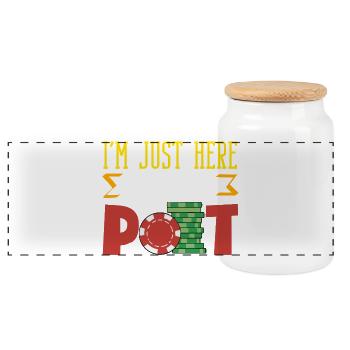 Ich Bin Nur Wegen Dem Pot Hier Poker Chips Zocken - Panorama Keksdose mit Holzdeckel - Weiß - Vorne
