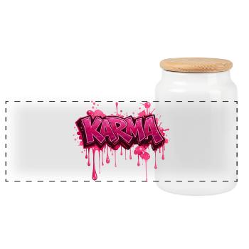 Karma – Design Graffiti Rose Streetwear - Panoramic Cookie Jar with Wooden Lid - white - Front