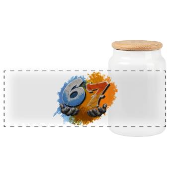 67 Style Graffiti Mains Art de rue Design urbain - Boîte à biscuits avec couvercle en bois - blanc - Devant