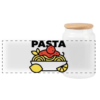 Bol de pâtes Spaghettis Italie Gourmet - Boîte à biscuits avec couvercle en bois - blanc - Devant