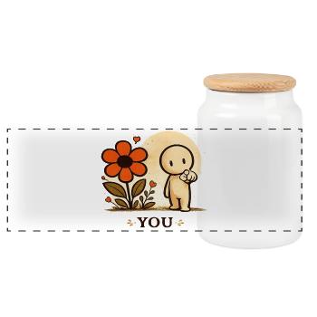 The Little Thought | YOU - Panoramic Cookie Jar with Wooden Lid - white - Front