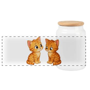 Deux mignons chatons - Boîte à biscuits avec couvercle en bois - blanc - Devant