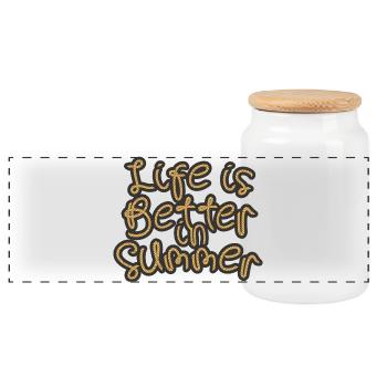 Life is better in summer - Panorama Keksdose mit Holzdeckel - Weiß - Vorne