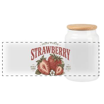 Impression vintage de l’étiquette fraise - Boîte à biscuits avec couvercle en bois - blanc - Devant