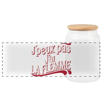 J'peux pas j'ai la flemme - rouge - Boîte à biscuits avec couvercle en bois - blanc - Devant