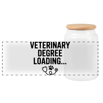 Veterinary Degree Loading... - Panoramic Cookie Jar with Wooden Lid - white - Front