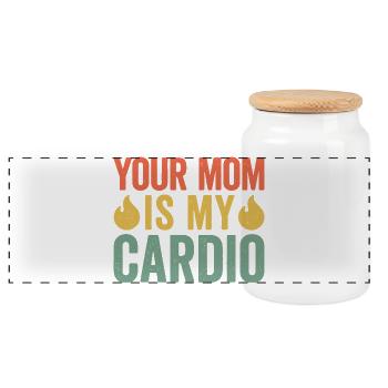 Ta mère est mon cardio - Boîte à biscuits avec couvercle en bois - blanc - Devant