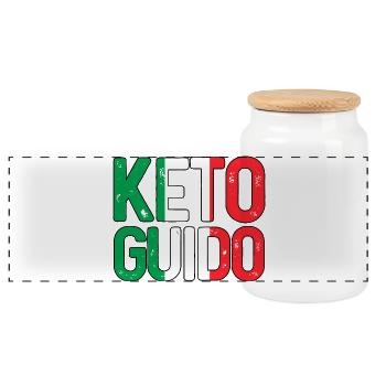 Keto Italiano Flaggengrafik - Panorama Keksdose mit Holzdeckel - Weiß - Vorne