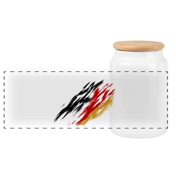 Deutschland Fan Shirt – Schwarz Rot Gold Brush  - Panorama Keksdose mit Holzdeckel - Weiß - Vorne