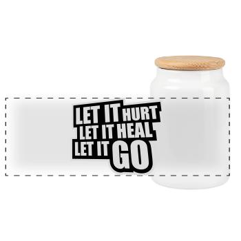 Let It Hurt Let It Heal Let It Go Inspirierend - Panorama Keksdose mit Holzdeckel - Weiß - Vorne