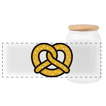 Festival folk du jardin de bière Pretzel Bavaria Pretzel Baker - Boîte à biscuits avec couvercle en bois - blanc - Devant