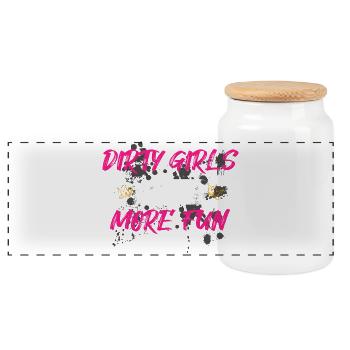 Dirty girls have more fun Schlammlauf Mud Run - Panoramic Cookie Jar with Wooden Lid - white - Front