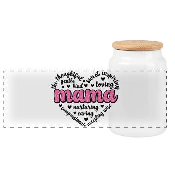Pink Heart Mama | Unique Mother's Day Gift - Panoramic Cookie Jar with Wooden Lid - white - Front