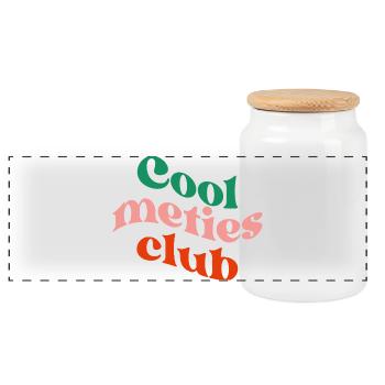 Cool Meties Club - Boîte à biscuits avec couvercle en bois - blanc - Devant