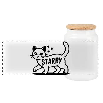 Mystische Katze Starry Sternenhimmel Magie - Panorama Keksdose mit Holzdeckel - Weiß - Vorne