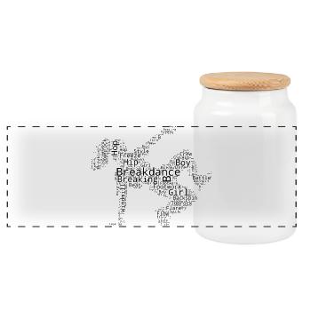 Gift idea for the breakdancer with break dance - Panoramic Cookie Jar with Wooden Lid - white - Front