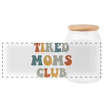 Typographie rétro du Tired Moms Club - Boîte à biscuits avec couvercle en bois - blanc - Devant