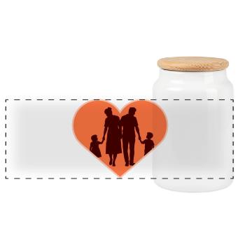Familie Silhouette Liebe Kinder Eltern Mama Papa - Panorama Keksdose mit Holzdeckel - Weiß - Vorne