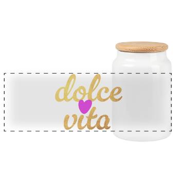 Dolce Vita Herz Gold coole Quotes Herz Luxus - Panorama Keksdose mit Holzdeckel - Weiß - Vorne