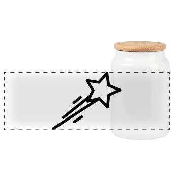 shooting star - Panoramic Cookie Jar with Wooden Lid - white - Front