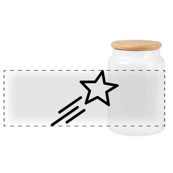 shooting star - Panoramic Cookie Jar with Wooden Lid - white - Front