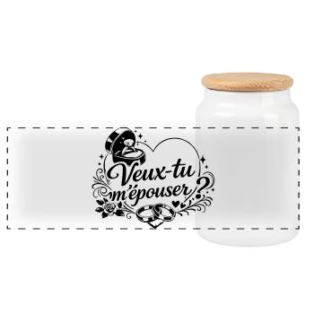 veux_tu_m-pouser - Boîte à biscuits avec couvercle en bois - blanc - Devant