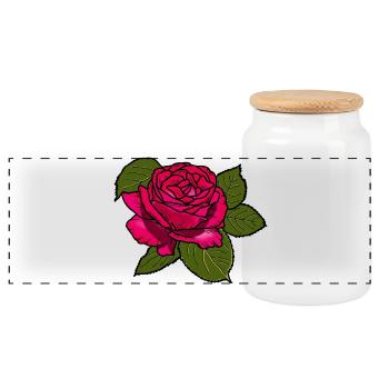 Rose - Boîte à biscuits avec couvercle en bois - blanc - Devant