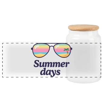 Lunettes de soleil Beach Shine Summer Days - Boîte à biscuits avec couvercle en bois - blanc - Devant
