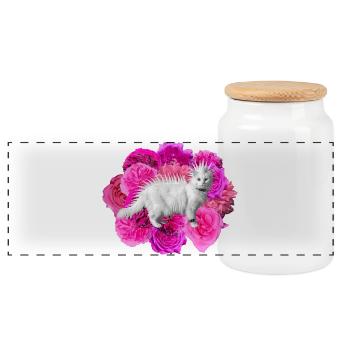 Pink Blossoms Cat Roses punk Thrash par-dessus - Boîte à biscuits avec couvercle en bois - blanc - Devant