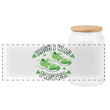 Irish I Was Faster - Panoramic Cookie Jar with Wooden Lid - white - Front