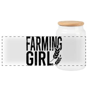 Farmer - Panoramic Cookie Jar with Wooden Lid - white - Front