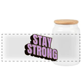 Reste fort - Boîte à biscuits avec couvercle en bois - blanc - Devant