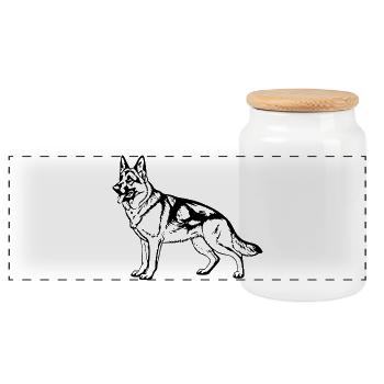 German Shepherd Gift Dog Owner - Panoramic Cookie Jar with Wooden Lid - white - Front