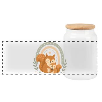 Eichhörnchen Familie Boho Regenbogen - Panorama Keksdose mit Holzdeckel - Weiß - Vorne