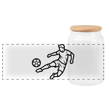 Soccer Player Soccer Club Jersey - Panoramic Cookie Jar with Wooden Lid - white - Front