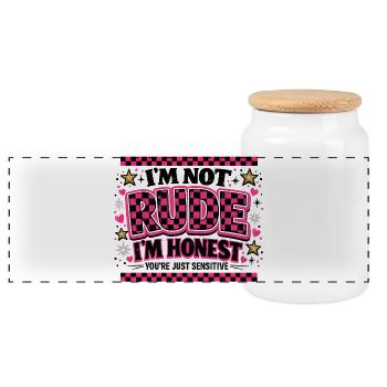 Not Rude I'm Honest – You're Just Sensitive - Panorama Keksdose mit Holzdeckel - Weiß - Vorne